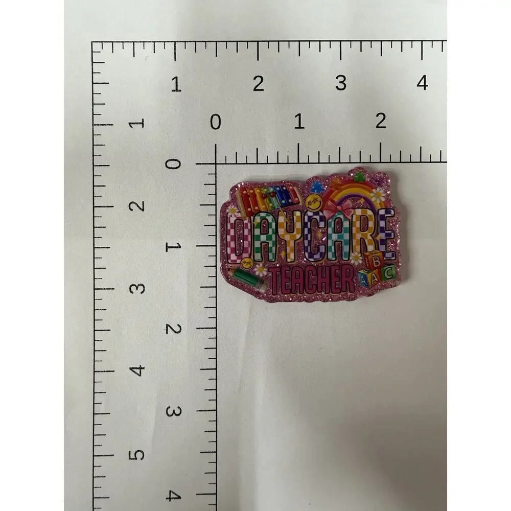 6 Pc Daycare Teacher Acrylic Flatbacks